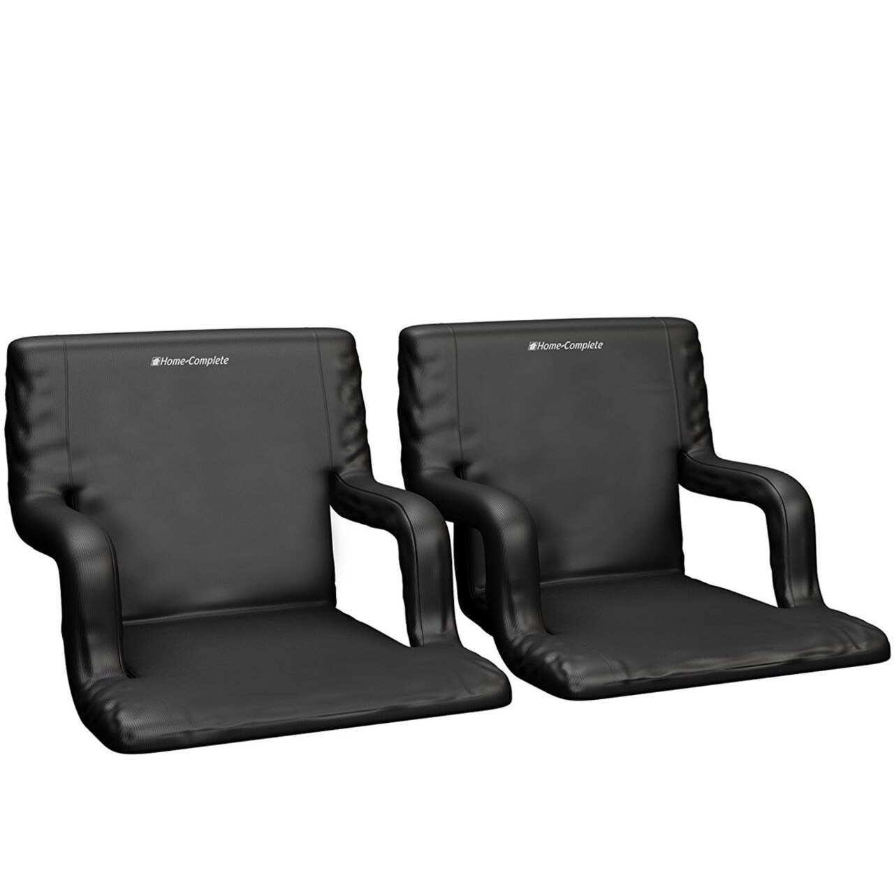 2 Pack Padded Stadium Chair Cushions Lightweight Black 6 Reclining Positions